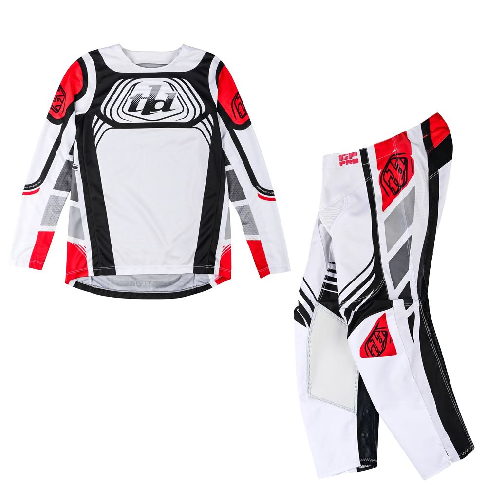 Troy Lee Designs 2025 Motocross GP PRO Youth Wavez Combo Kit Off White Red